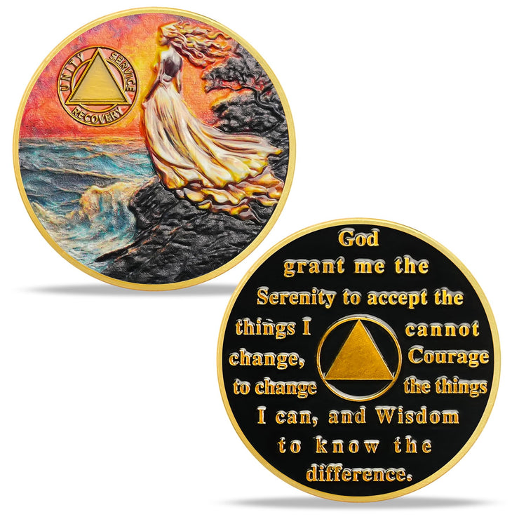 Personalized Powerful Woman Sobriety Coin
