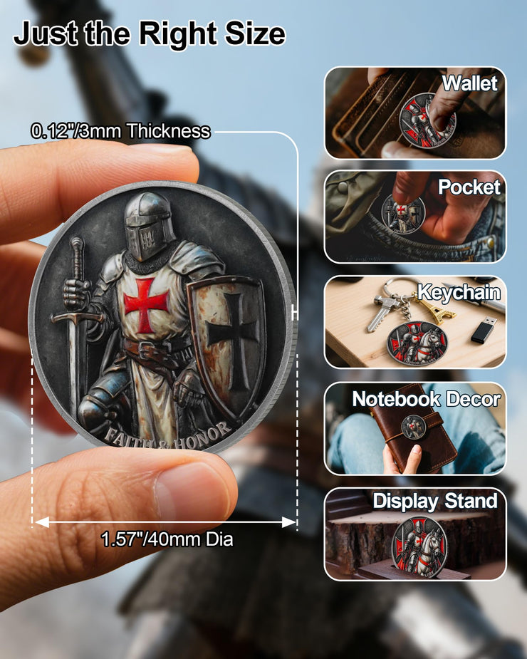 Knights Templar Challenge Coin with Red Cross
