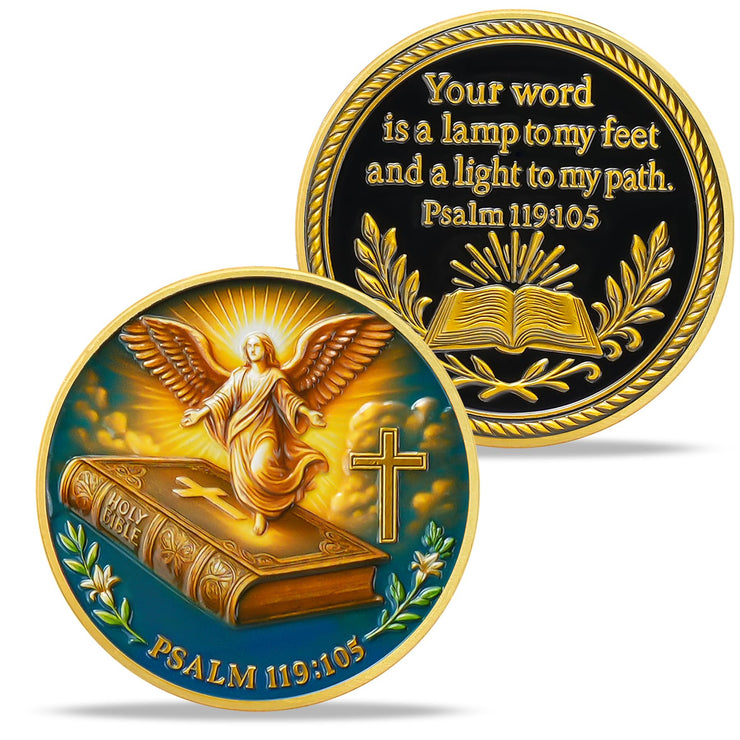 Flying Angels Religious Psalm 119:105 Challenge Coins