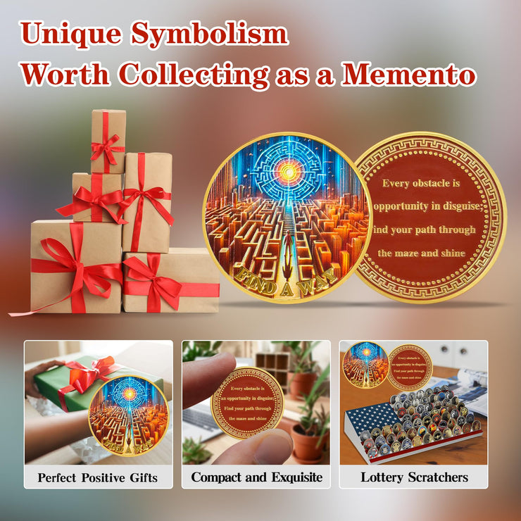 Encouragement to Find A Way in The Chaos of Life Labyrinth Light Motivational Challenge Coins