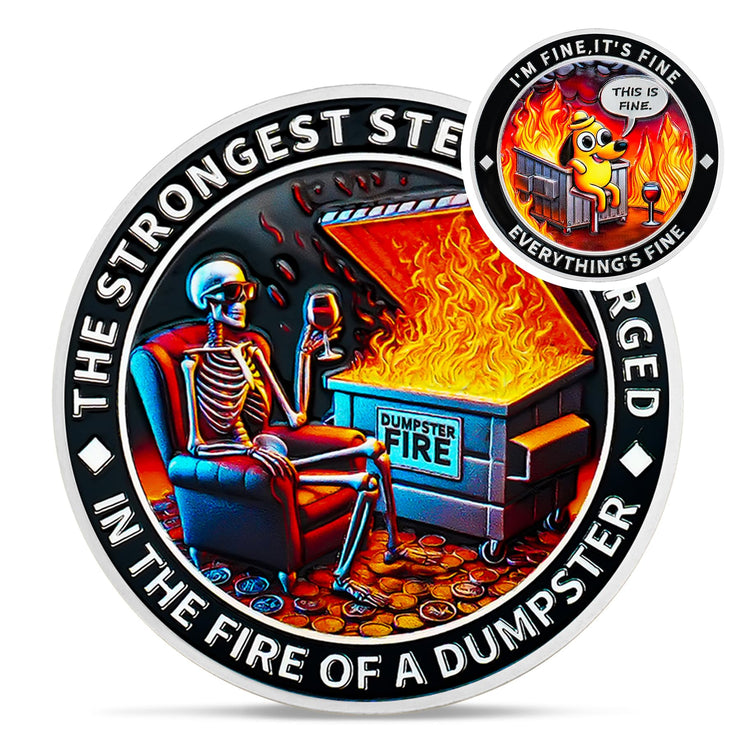 Cool Skull Dumpster Fire Challenge Coin