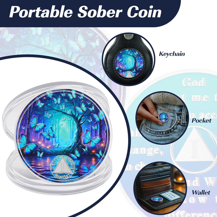 Personalized Butterfly Forest Sobriety Coin