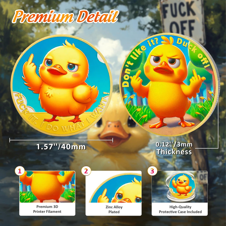 Cute Yellow Duck Middle Finger Challenge Coin