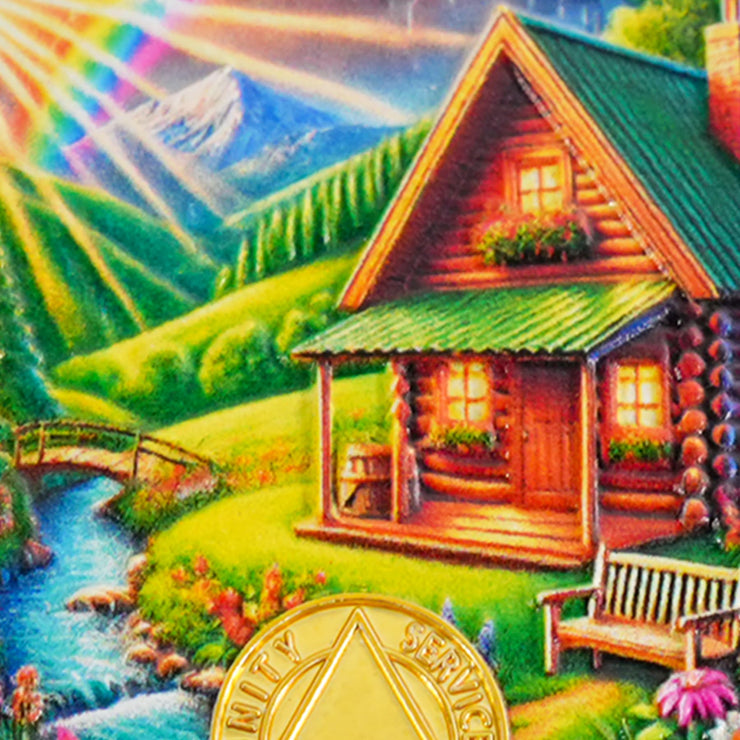 Serenity Prayer Recovery Coin Cabin Design with Unity Sobriety Challenge Coin