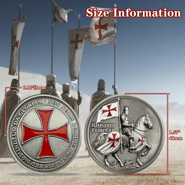 BHealthLife Knights Templar Challenge Coin Christian Christ Red Cross Religious Reminder Gifts for Men Women