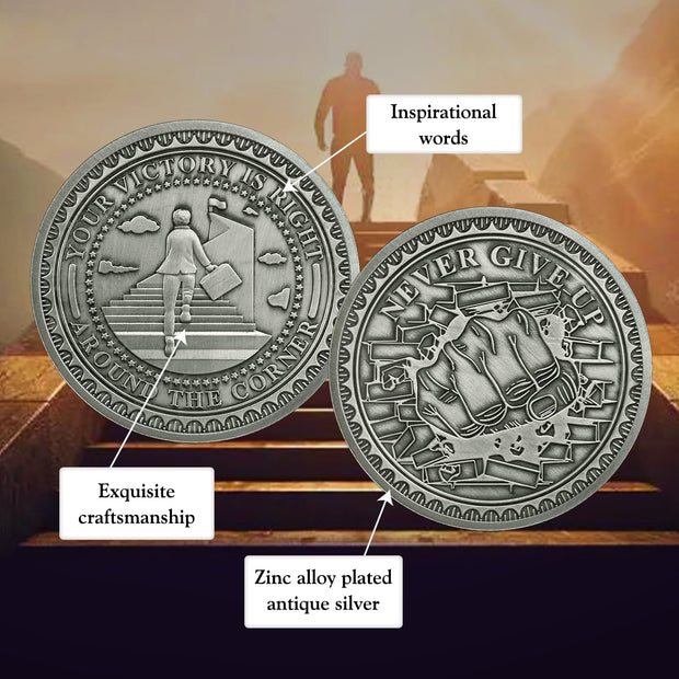 Inspirational Never Give Up Encouragement Challenge Coins