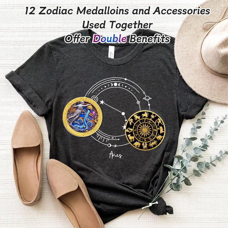 Aquarius 12 Zodiac Protective Talisman Challenge Coin