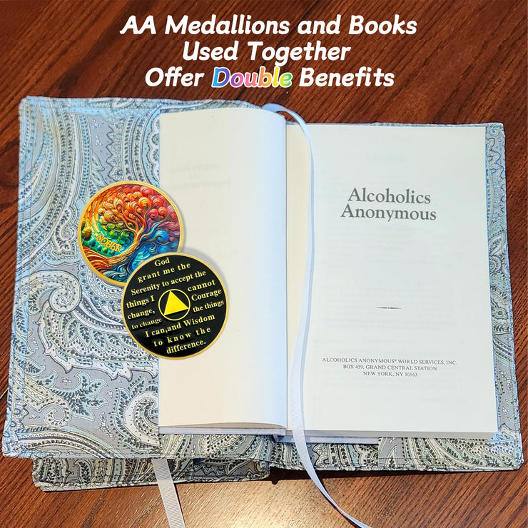 0-10 Year Artsy Oil Painting Recovery Addiction Tree of Life Sobriety Coin