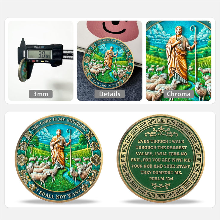 Inspirational Bible Verse 40 Jesus Shepherding Religious Coin