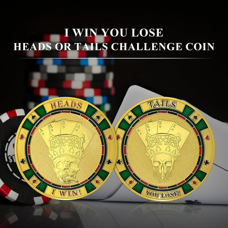 Heads Or Tails Poker Skull Good Luck Decision Challenge Coin