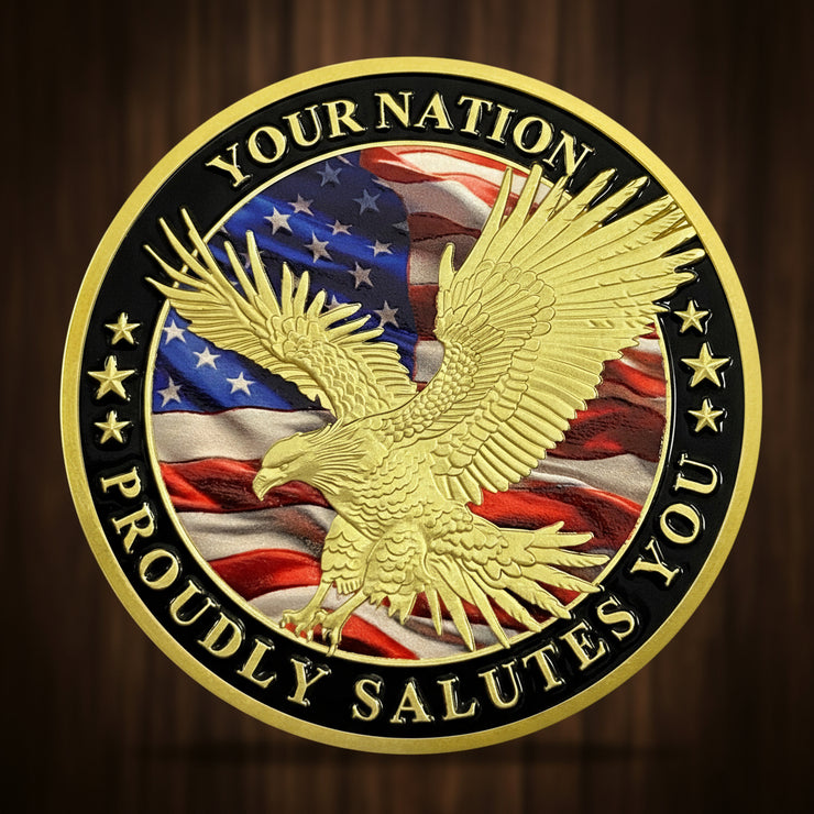 Your Nation Proudly Salutes You Military Veterans Challenge Coin