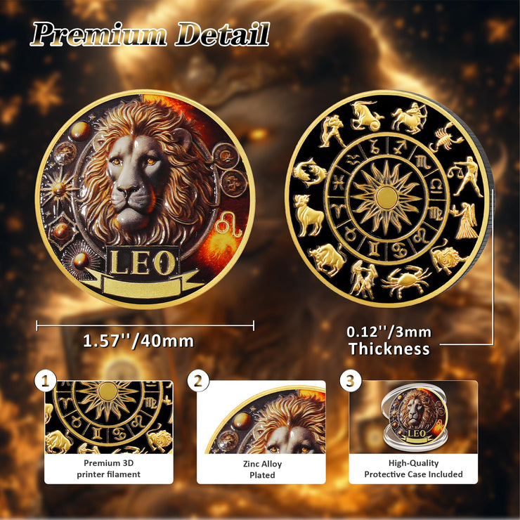 Cool Leo 12 Zodiac Challenge Coin