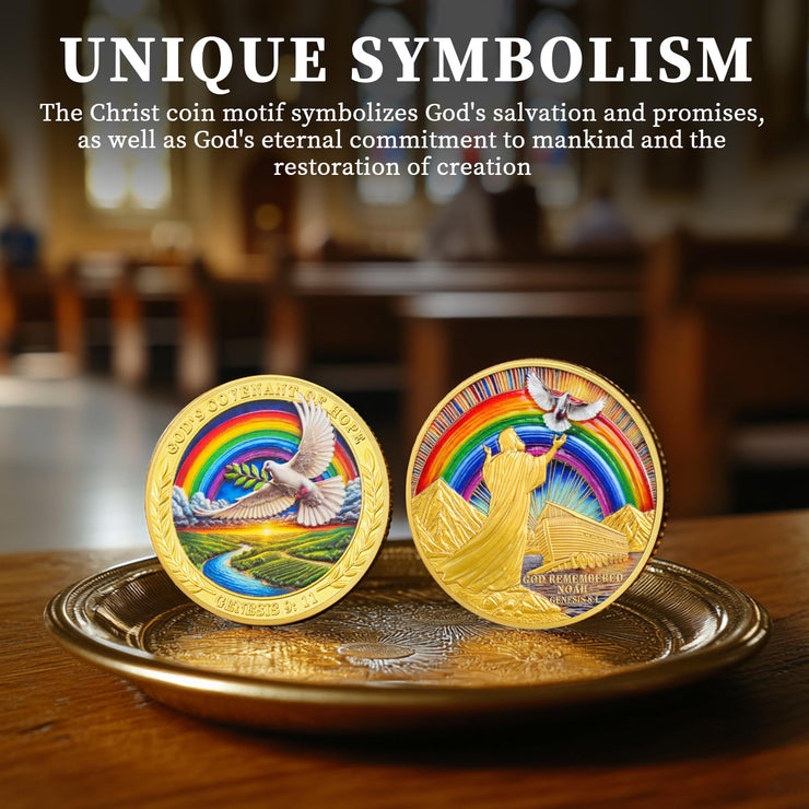 Dove, Rainbow & Bible Verses Noahs Ark Christian Coin