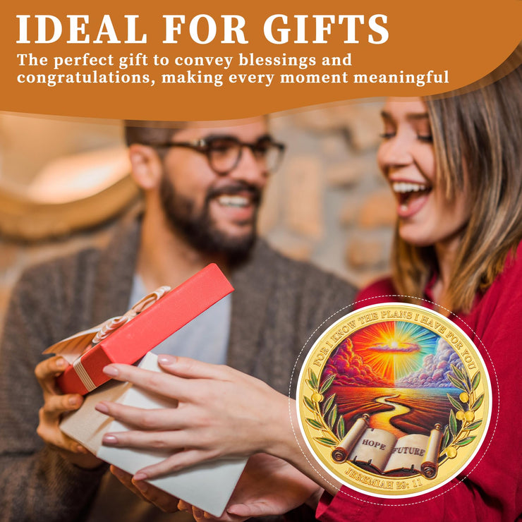 Hope and Future Bible Verse Christian Challenge Coin with Jeremiah 29:11