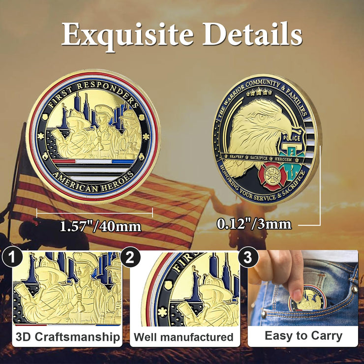 Honor American Heroes EMS Police Firefighter Coin