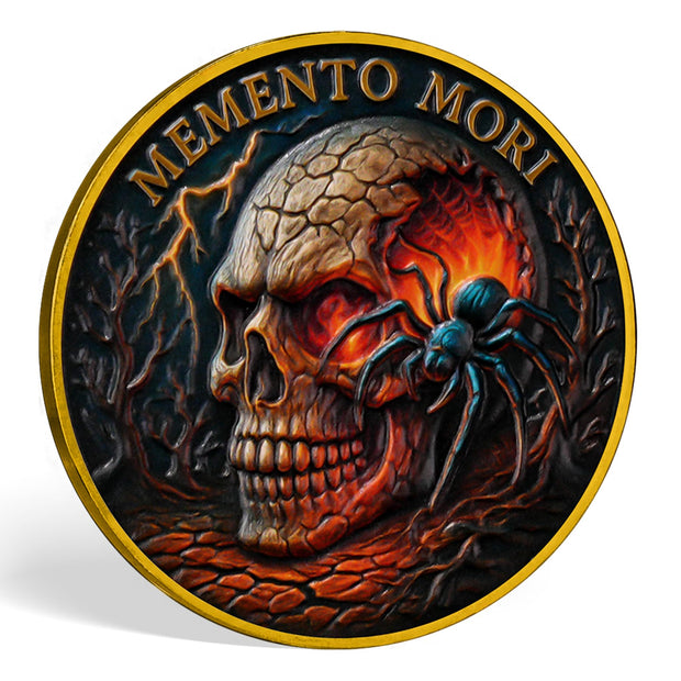 Memento Mori Skull Spider Challenge Coin