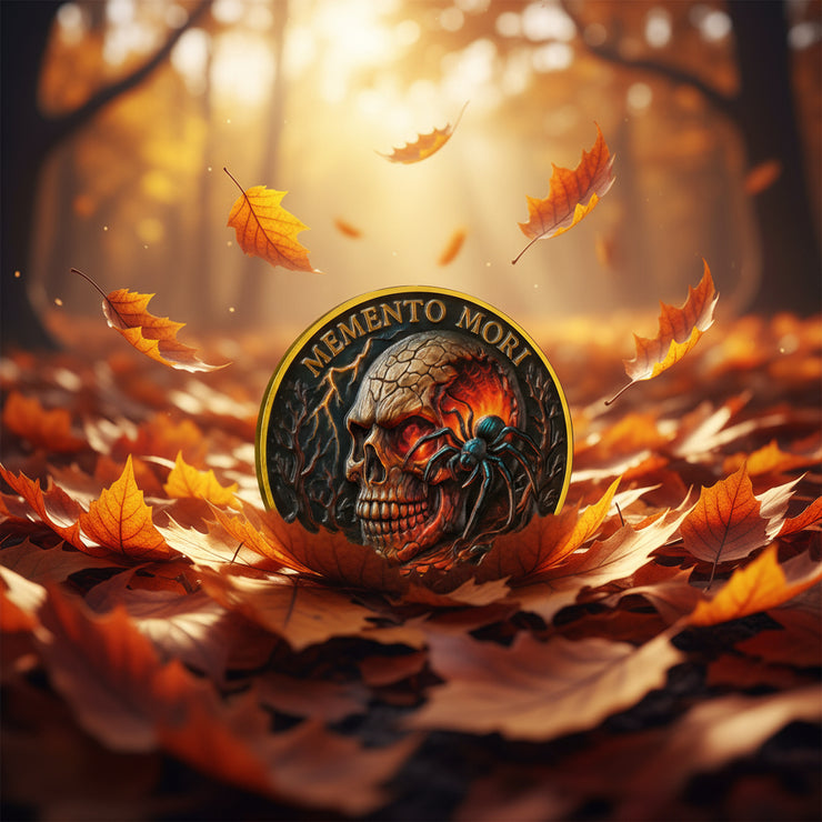 Memento Mori Skull Spider Challenge Coin