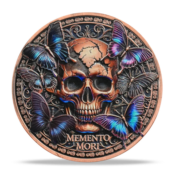 Tempus Fugit Inspirational Stoicism Memento Mori Coin Skull Challenge Coins