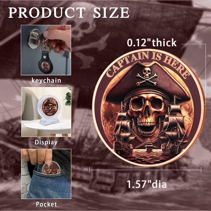 Pirate Coin Let's Pillage Till Dawn Skull Challenge Coins