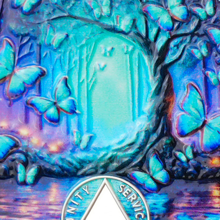 Butterfly Tree Design Serenity Prayer Recovery Coin