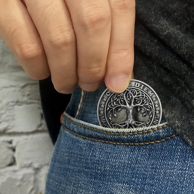 Memento Mori Memento Vivere Coin 3D Skull Challenge Coins