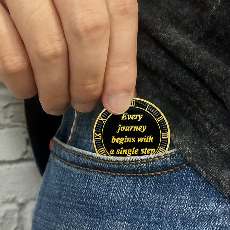 Seahorse  Every Journey Begins with a Single Step Sobriety Coin