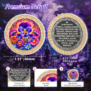 Pretty February Violet Birth Flower Sobriety Coin