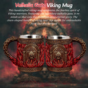Glory Handmade Viking Mug - 20oz Valhalla Gate Beer Stein - 304 Stainless Steel Novelty Norse Mythology Cup