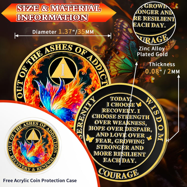 Personalized Butterfly in The Fire Sobriety Coin