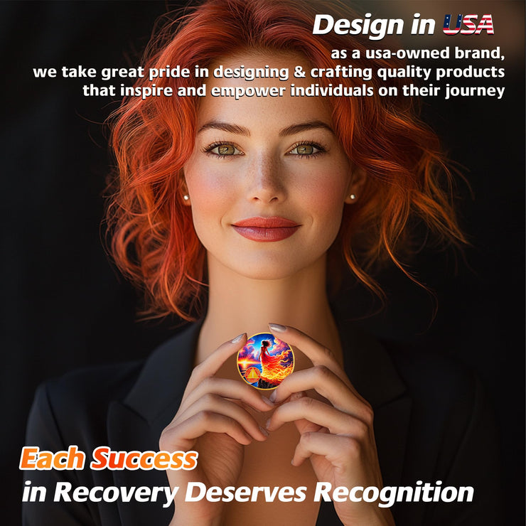 Personalized Rising from The Ashes One Year Reborn Fairy Sobriety Coin