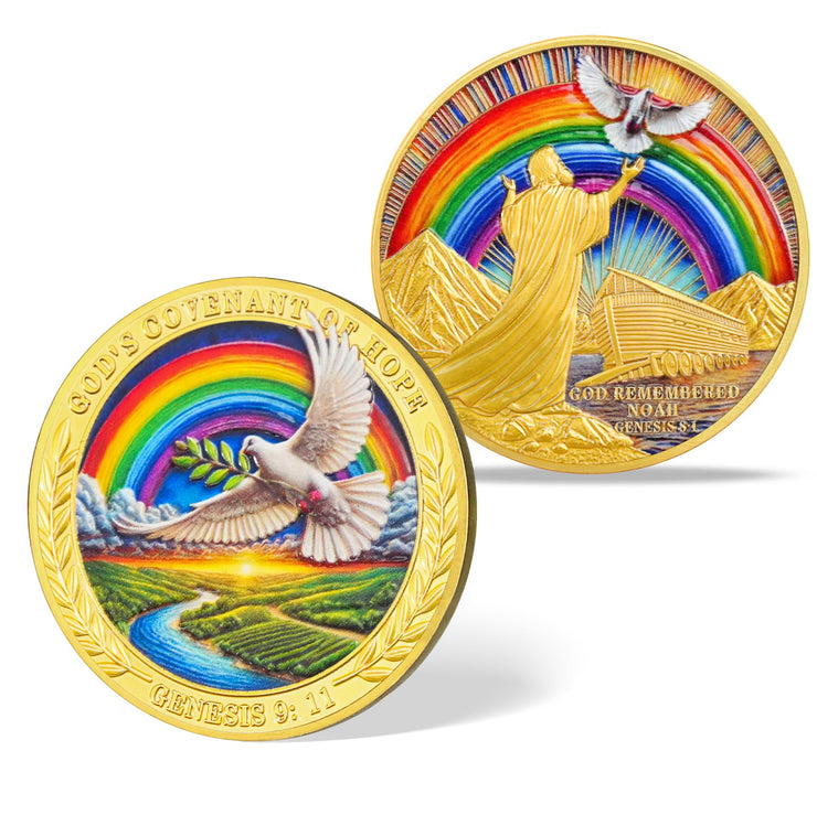 Dove, Rainbow & Bible Verses Noahs Ark Christian Coin