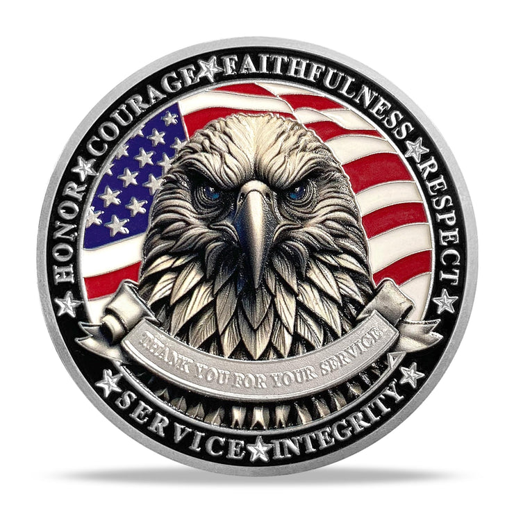 Saluting Soldier Eagle Emblem Patriotic Veteran Military Challenge Coin