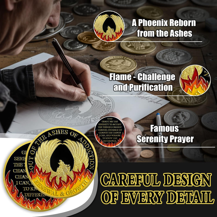 Rebirth from the Ashes Phoenix Sobriety Coin