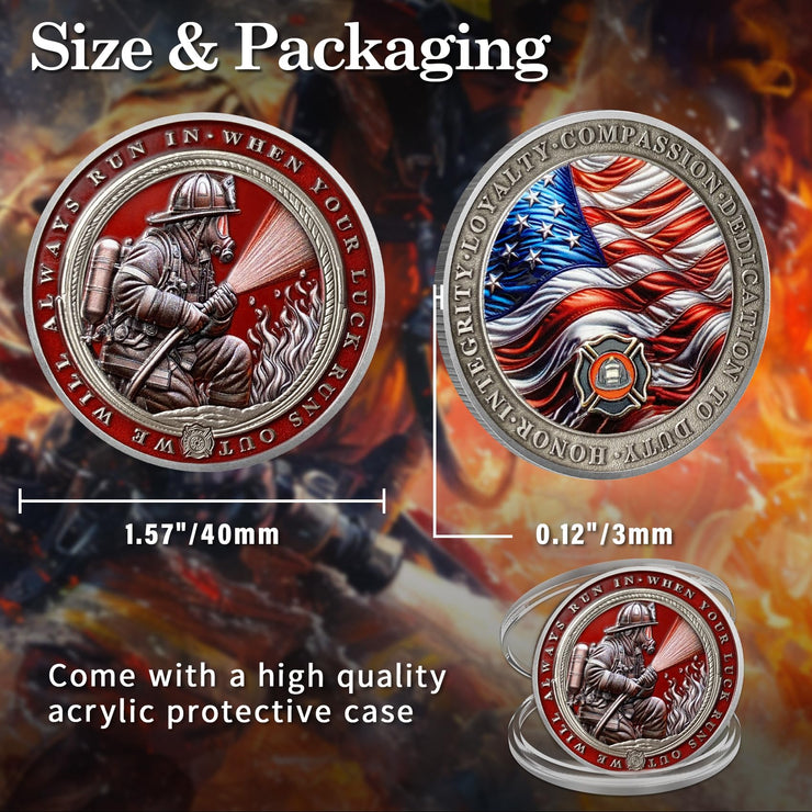 Firefighter Run Towards The Fire Rescue Challenge Coin
