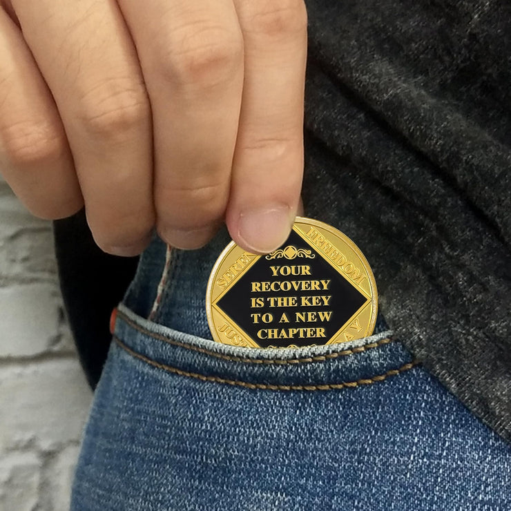 The Key to A New Chapter AA Sobriety Coin