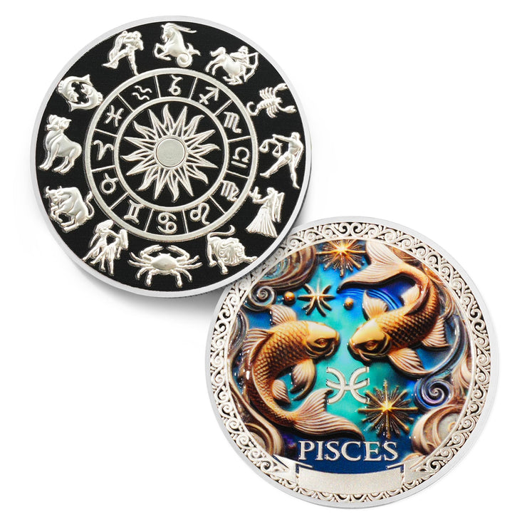 Cool Pisces 12 Zodiac Challenge Coin