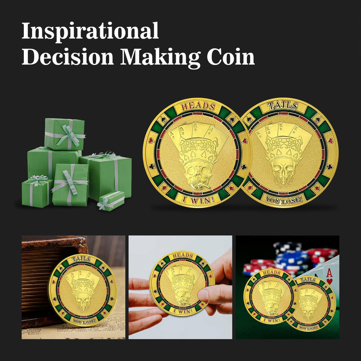 Heads Or Tails Poker Skull Good Luck Decision Challenge Coin
