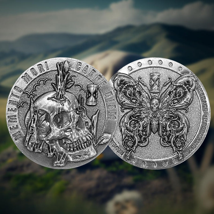 Memento Mori Coin Memento Vivere Skull Token Carpe Diem Reminder