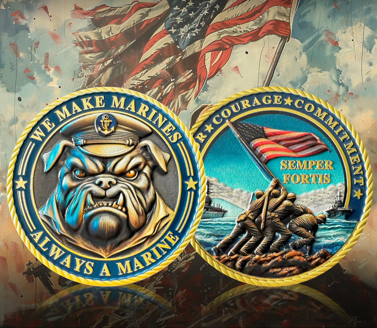 Bulldog Design US Marine Corps Graduation Token USMC Navy Veteran  Challenge Coin
