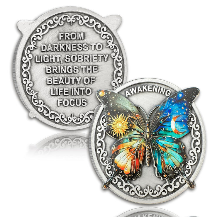 Original Darkness to Light Butterfly Sobriety Coin
