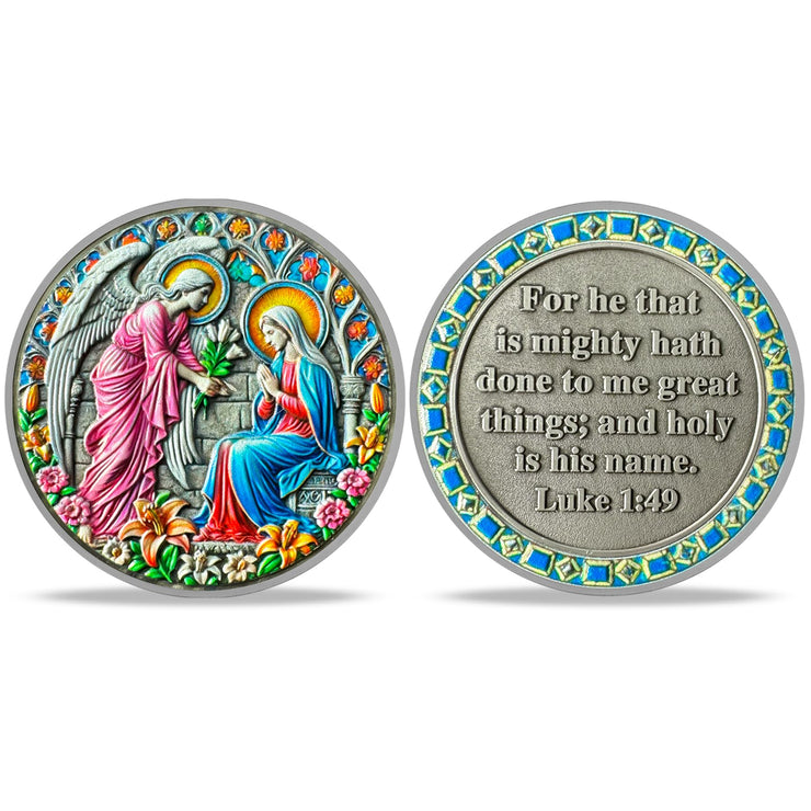 Inspirational Angel and Virgin Mary Annunciation Angel Religious Coin