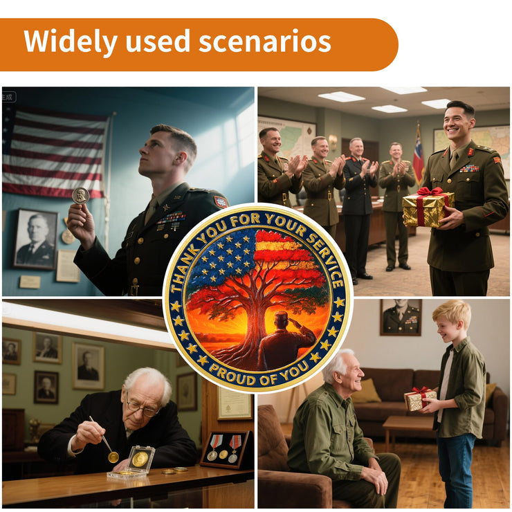 Thank You for Your Service & in Honor of All Who Served Military Veterans Challenge Coin
