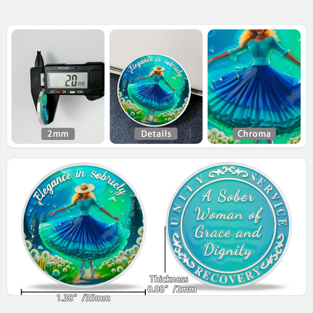 Doves & Flowers Nature Inspired Sobriety Coin