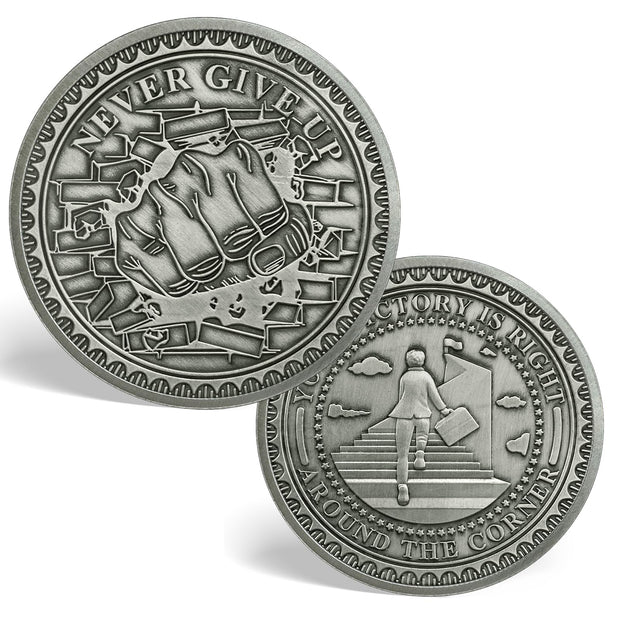Inspirational Never Give Up Encouragement Challenge Coins