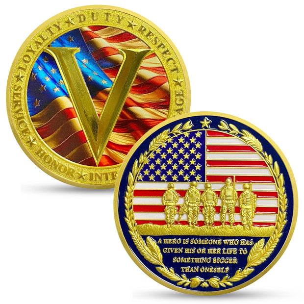 Proud Veterans Tribute Honor and Courage Military Commemorative Coin