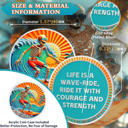Surfing Skeleton Ride Boldly Sobriety Coin