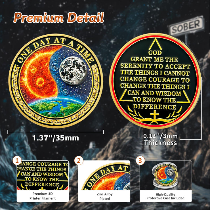 Sun and Moon Sobriety Coin