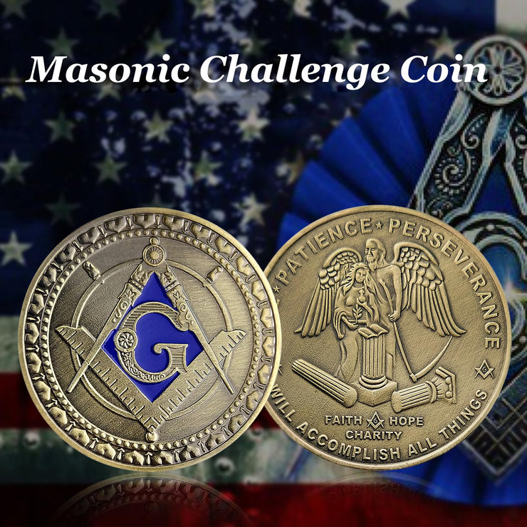 Masonic Square & Compass Freemasons Angel Challenge Coin