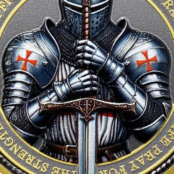 Steel Helm Knight Cross Challenge Coin