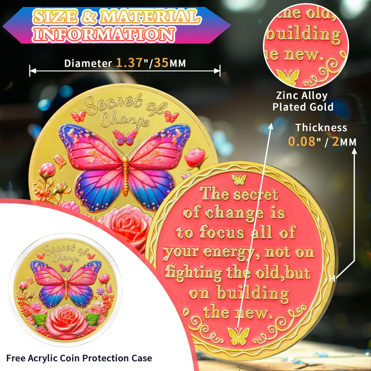 Exquisite Butterfly Secret of Change Sobriety Coin